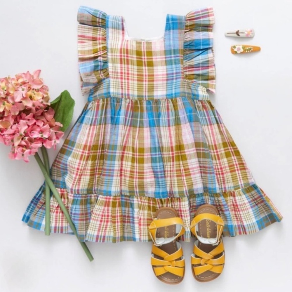 PINK CHICKEN TODDLER GIRL ELSIE DRESS IN HAWAIIAN MADRAS